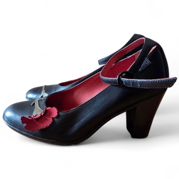 Camper Women's Leather Mary Jane Flower Print Feminine Preppy Shoes Black Sz 36 - Picture 9 of 14